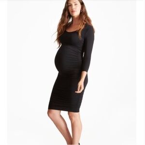 Ingrid & Isabel Black Shirred Maternity Dress Size Large